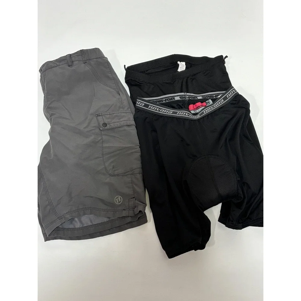 NOVARA Set of 3 Men's Cycling Shorts Padded Liner Black Gray Cargo Style Size‎ L